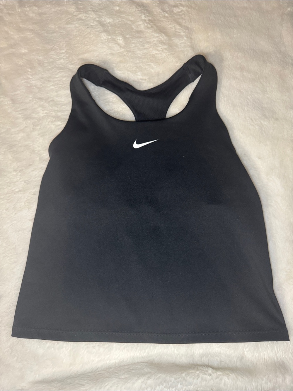 Nike Black Racerback Tank with White Swoosh Logo